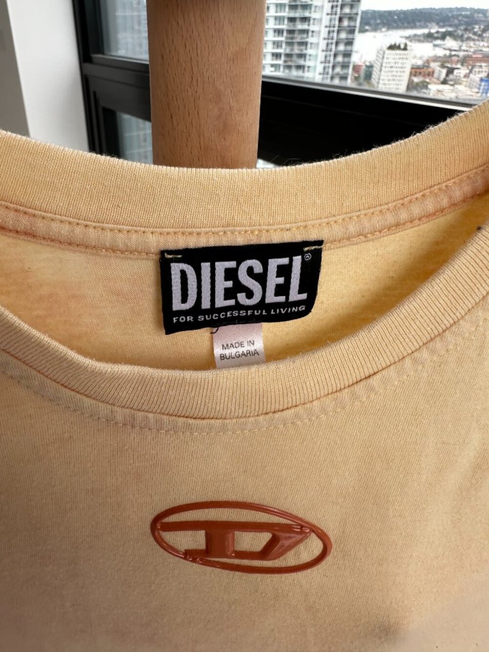 Diesel Oval D Logo Crop Tee Washed Peach Size S Bulgaria - Picture 2 of 4